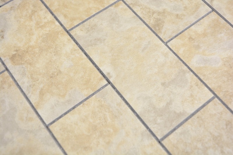 mosaico vinilico autoadesivo aspetto pietra beige subway mosaico piastrelle parete backsplash cucina bagno MOS200-4LB