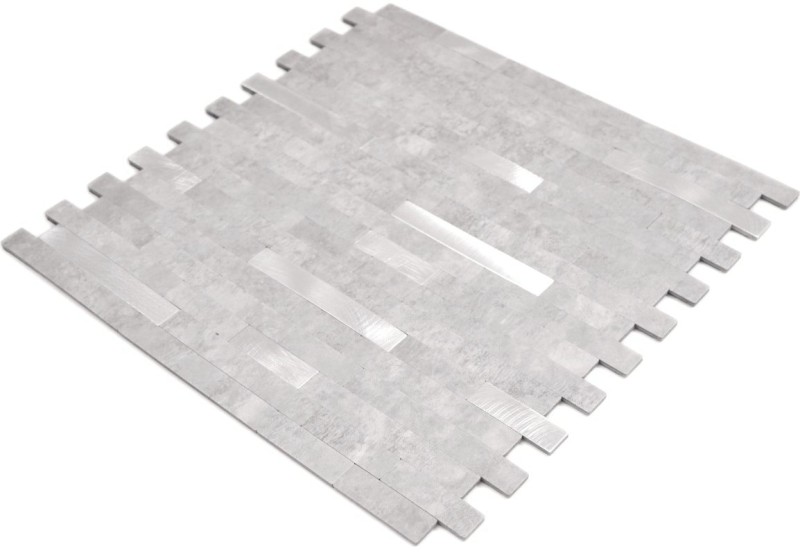 Mosaico vinilico autoadesivo bastoni pietra aspetto quarzo cemento grigio argento piastrelle backsplash cucina parete MOS200-4GS