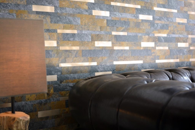 bastoni autoadesivi del mosaico del vinile aspetto pietra aspetto ardesia oro ruggine piastrelle backsplash parete della cucina MOS200-8MSG