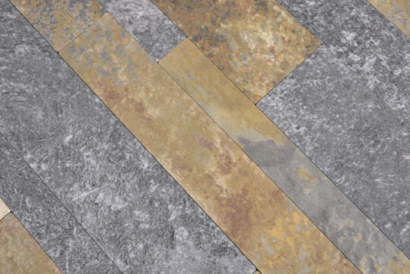 bastoni autoadesivi del mosaico del vinile aspetto pietra aspetto ardesia oro ruggine piastrelle backsplash parete della cucina MOS200-8MSG