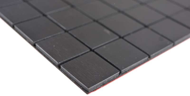 piastrelle autoadesive a mosaico metallo alluminio nero antracite spazzolato opaco backsplash piastrelle backsplash cucina MOS200-L3B