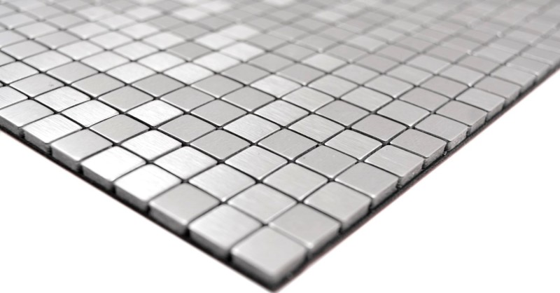 piastrelle autoadesive a mosaico metallo alluminio argento opaco spazzolato backsplash cucina backsplash MOS200-L5S