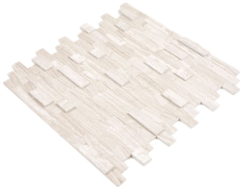 bastoncini autoadesivi mosaico composito pietra naturale Traverin beige piastrelle backsplash cucina parete ottica MOS200-M02