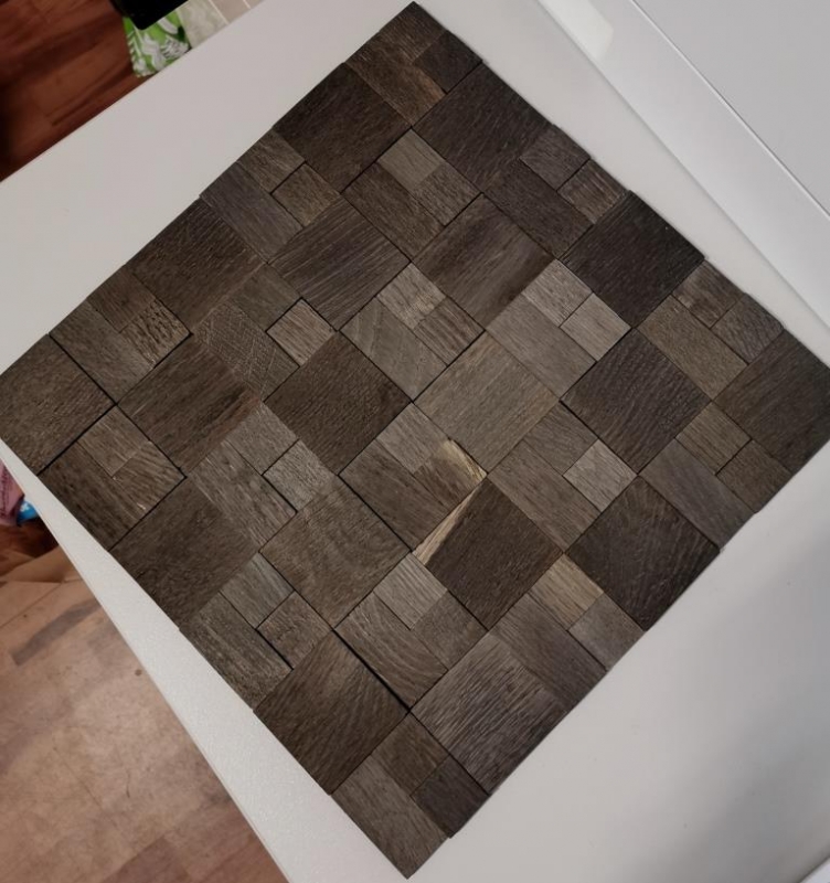 pannello di legno mosaico autoadesivo di fronte marrone scuro 3D muro di legno cucina backsplash piastrelle