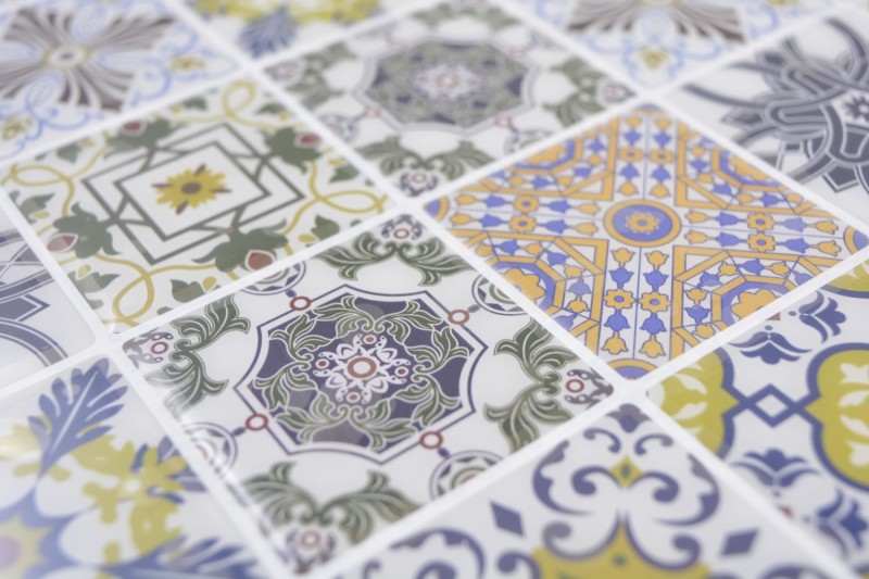 ornamenti in vinile autoadesivi in lamina di mosaico in stile country retro vintage backsplash cucina