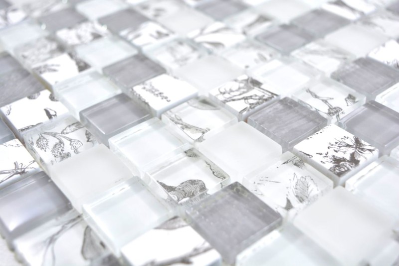 Mosaico di vetro tessere di mosaico Arti e Mestieri bianco grigio muro piastrelle backsplash cucina doccia bagno MOS74-2000