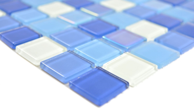 Piastrelle di mosaico di vetro mosaico fluorescente blu bianco piastrelle di mosaico muro piastrelle backsplash cucina doccia bagno