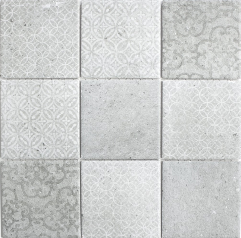 Mosaico retro vintage dipinto a mano in ceramica grigio MOS22-CELLO_m