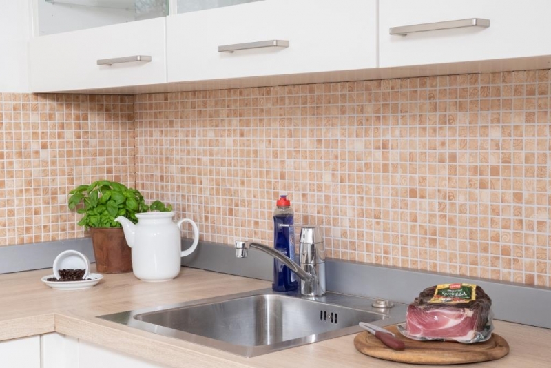 Piastrella di mosaico dipinta a mano mosaico ceramico retro vintage beige marrone alzatina cucina MOS18D-1412_m