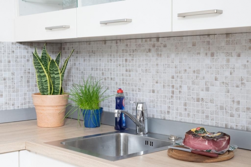 MOS18D-1402_m: piastrelle a mosaico con motivo a mano, mosaico ceramico vintage retrò, piastrelle grigio cachi