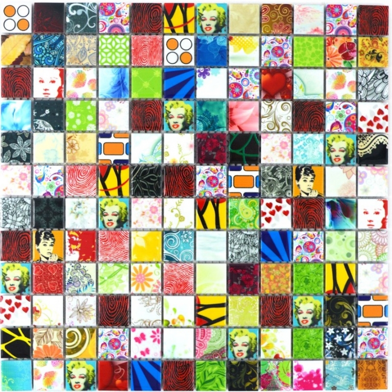 Mosaico colorato dipinto a mano Retro Vintage POP UP Marilyn Monroe in ceramica MOS18D-1605_m