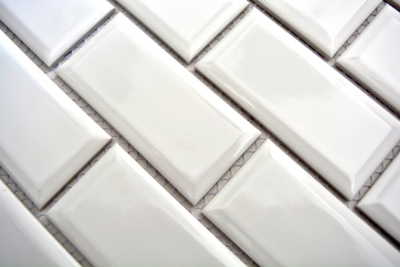 Campione a mano Metro Subway mosaico piastrelle ceramica BIANCO piastrelle backsplash cucina parete MOS26M-0101_m