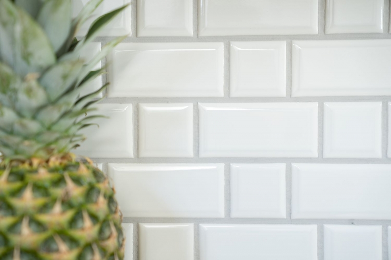 Campione a mano Metro Subway mosaico piastrelle ceramica bianco backsplash cucina muro MOS26WM-0101_m