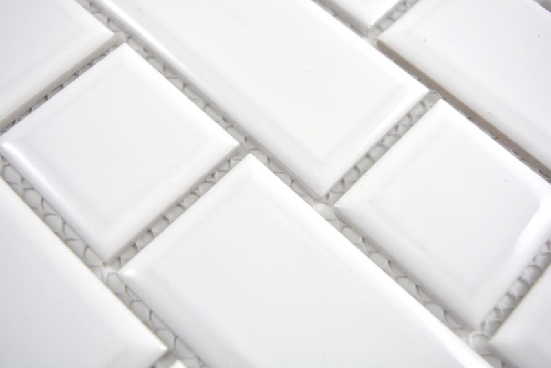Campione a mano Metro Subway mosaico piastrelle ceramica bianco backsplash cucina muro MOS26WM-0101_m