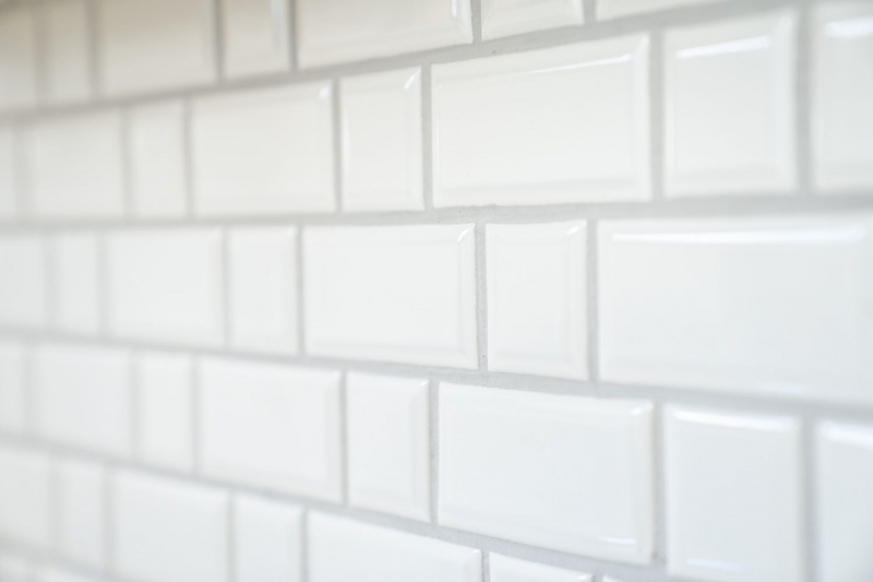 Campione a mano Metro Subway mosaico piastrelle ceramica bianco backsplash cucina muro MOS26WM-0101_m