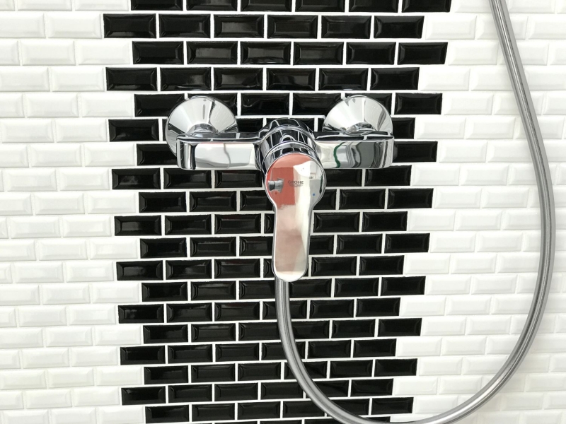 Campione a mano Mini Metro Subway mosaico piastrelle ceramica nero backsplash cucina MOS26-0302_m