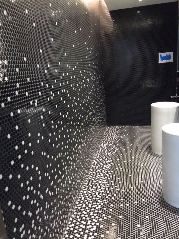 Modello a mano mosaico piastrelle ceramica esagono nero lucido parete piastrelle bagno MOS11A-0302_m