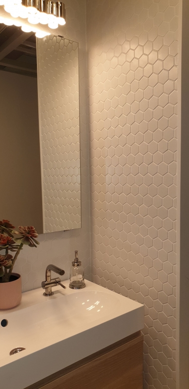MOS11B-0111_m piastrella di mosaico a mano in ceramica esagono bianco opaco piastrelle da parete per bagno