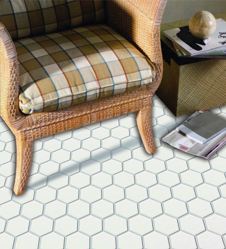 MOS11B-0111_m piastrella di mosaico a mano in ceramica esagono bianco opaco piastrelle da parete per bagno