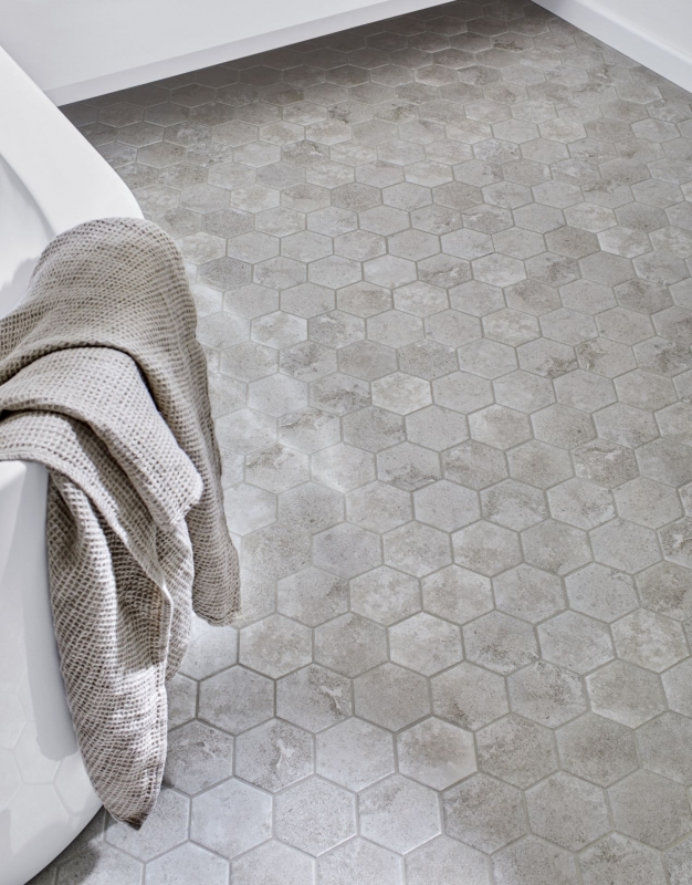 Mano modello mosaico piastrella ceramica grigio esagono cemento cucina piastrella WC bagno piastrella MOS11F-0204_m