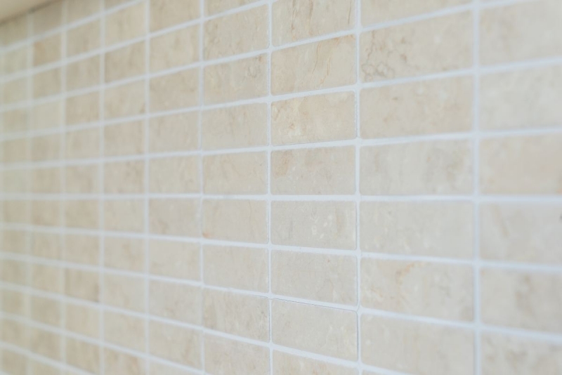 Piastrelle a mosaico decorate a mano Barre in ceramica effetto pietra beige chiaro Backsplash cucina MOS24-STSO45_m