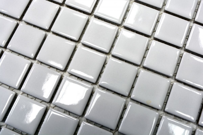 Mosaico dipinto a mano in ceramica WHITE GLOSSY piastrelle muro backsplash cucina doccia MOS18-0102_m
