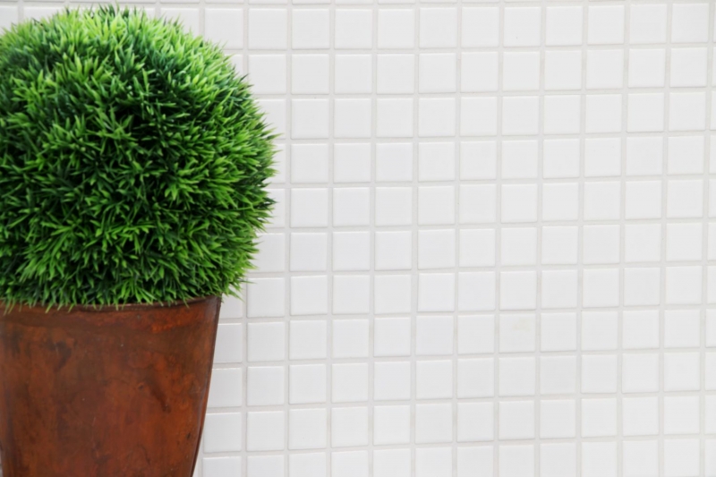 Mosaico a mano in ceramica WHITE MATT piastrella da parete backsplash cucina bagno doccia MOS18-0111_m
