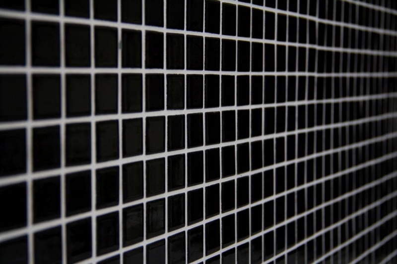 Piastrella di mosaico dipinta a mano in ceramica NERO LUCIDO parete backsplash cucina MOS18-0302_m