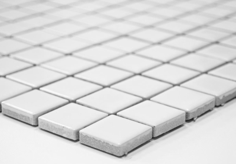Mosaico ceramico dipinto a mano WHITE MATT alzatina doccia piastrella bagno alzatina cucina MOS18D-0111_m