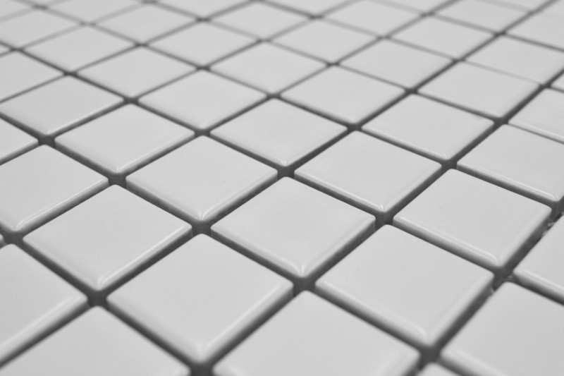 Mosaico ceramico dipinto a mano WHITE MATT alzatina doccia piastrella bagno alzatina cucina MOS18D-0111_m