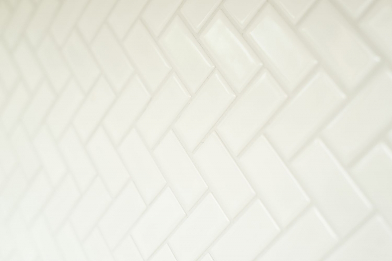 Rivestimento per vasca a mosaico dipinto a mano in ceramica a spina di pesce bianco opaco MOS24-CHB05WM_m