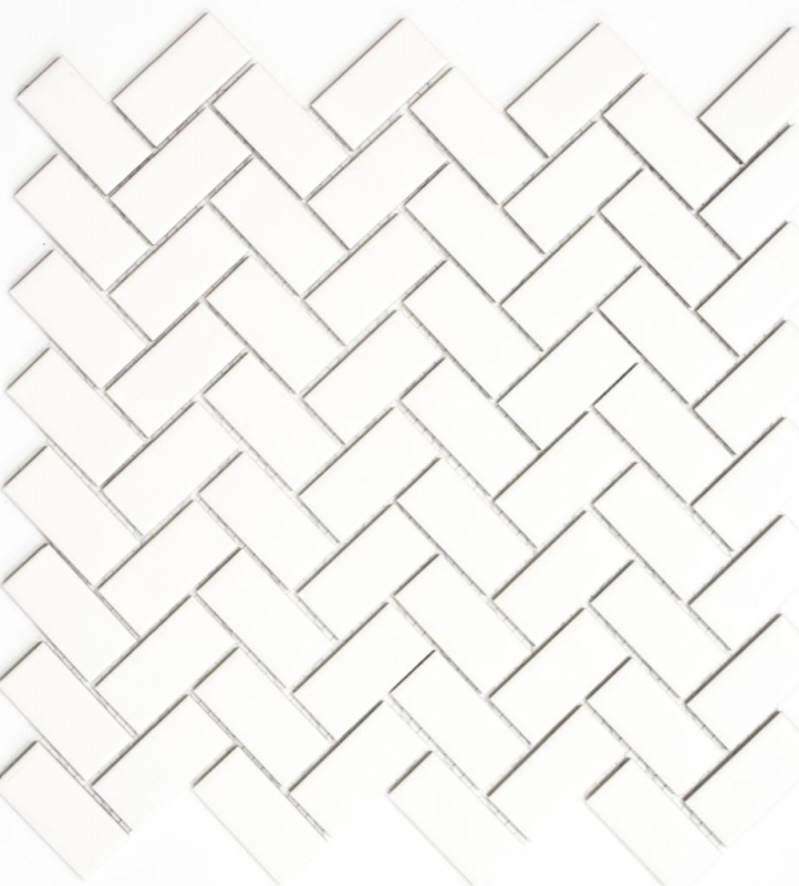 Rivestimento per vasca a mosaico dipinto a mano in ceramica a spina di pesce bianco opaco MOS24-CHB05WM_m