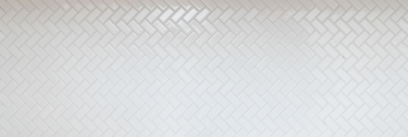 Rivestimento per vasca a mosaico dipinto a mano in ceramica a spina di pesce bianco opaco MOS24-CHB05WM_m