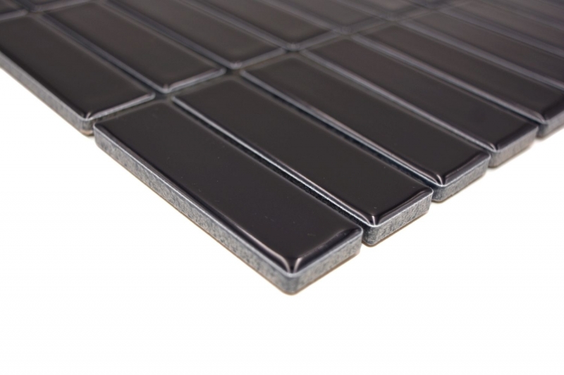 Piastrella di mosaico dipinta a mano in ceramica aste nere lucide per doccia MOS24-0302_m
