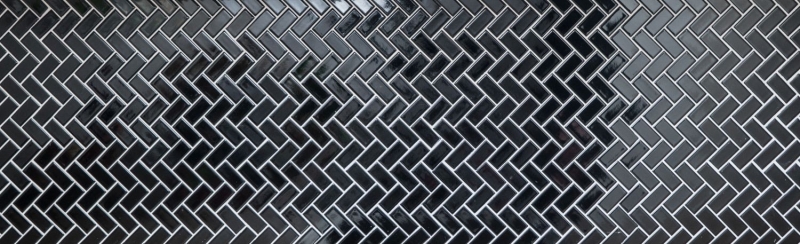 Piastrella di mosaico a mano in ceramica a spina di pesce nera lucida piastrella di mosaico per pavimento MOS24-CHB6BG_m