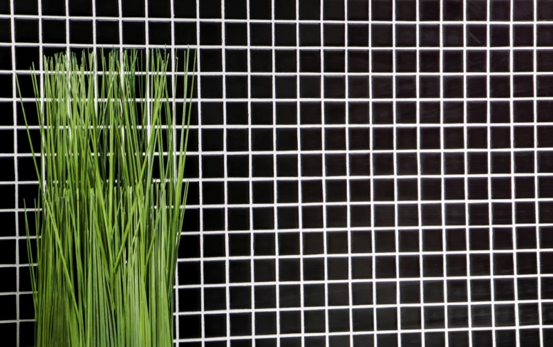 Campione a mano di piastrelle a mosaico in ceramica nera opaca Backsplash di cucina MOS18D-0311_m