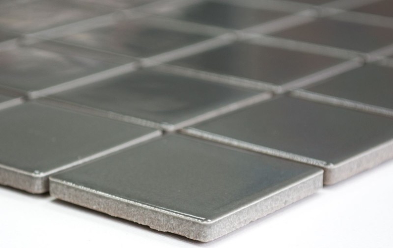 Piastrella di mosaico dipinta a mano ceramica metallo grigio lucido backsplash cucina MOS16B-0204_m