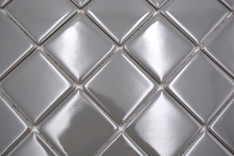 Piastrella di mosaico dipinta a mano ceramica metallo grigio lucido backsplash cucina MOS16B-0204_m