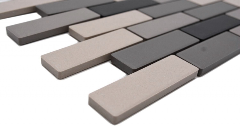 Piastrella di mosaico a mano in ceramica beige chiaro grigio mattone non smaltato piatto doccia piastrella per pavimento MOS26-0206-R10_m