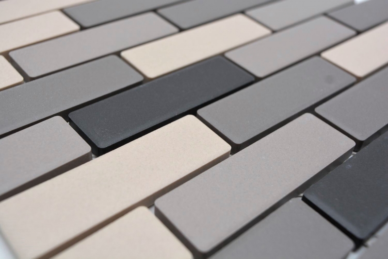 Piastrella di mosaico a mano in ceramica beige chiaro grigio mattone non smaltato piatto doccia piastrella per pavimento MOS26-0206-R10_m