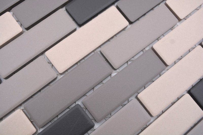 Piastrella di mosaico a mano in ceramica beige chiaro grigio mattone non smaltato piatto doccia piastrella per pavimento MOS26-0206-R10_m