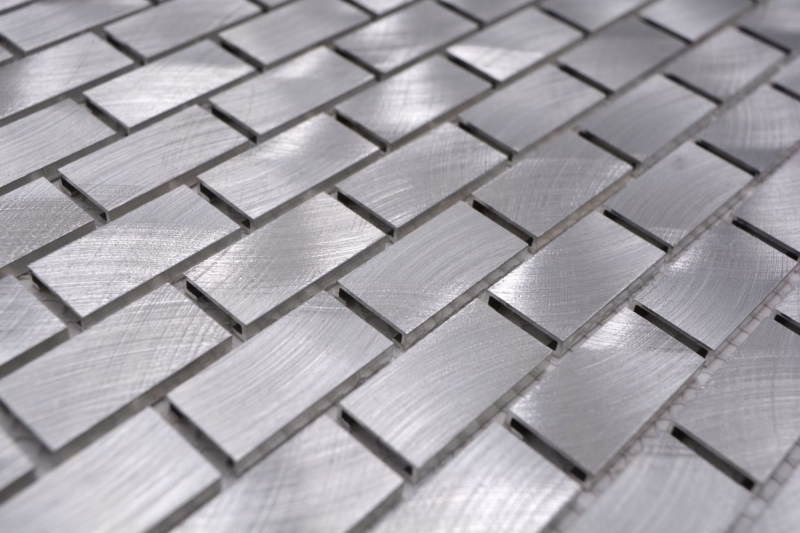 Campione a mano di mosaico alluminio argento Brick alluminio alu Piastrella backsplash cucina MOS48-0204_m