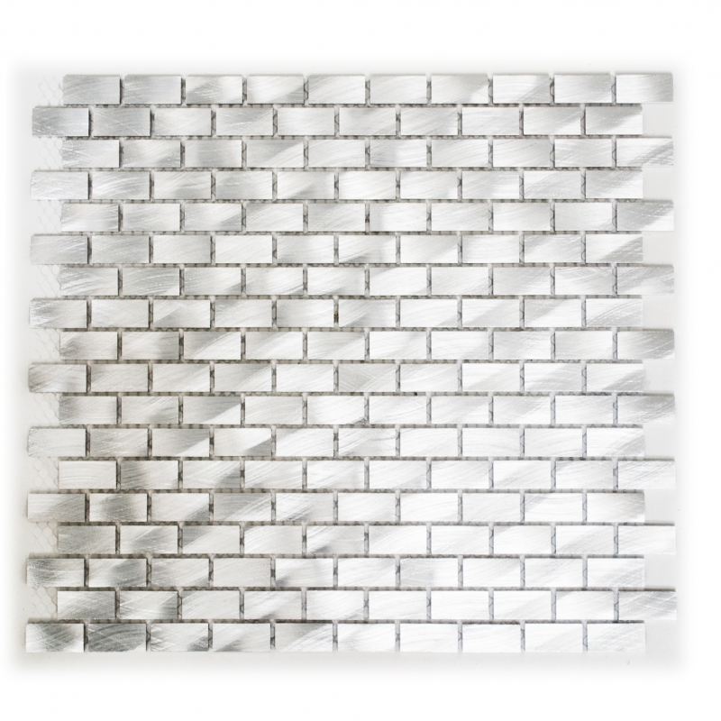 Campione a mano di mosaico alluminio argento Brick alluminio alu Piastrella backsplash cucina MOS48-0204_m