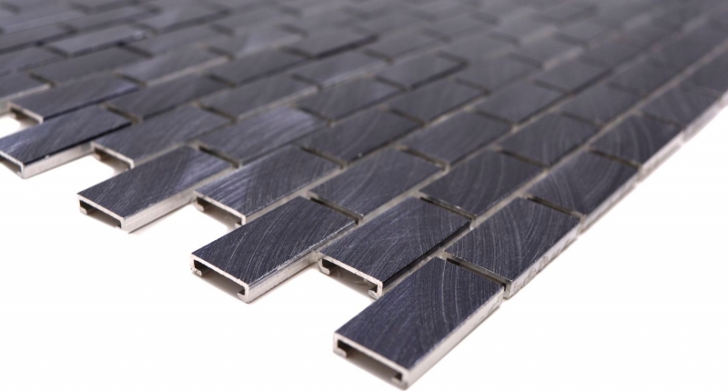 Modello di mosaico a mano alluminio mattone alluminio nero piastrelle backsplash cucina MOS48-0304_m
