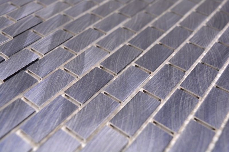 Modello di mosaico a mano alluminio mattone alluminio nero piastrelle backsplash cucina MOS48-0304_m