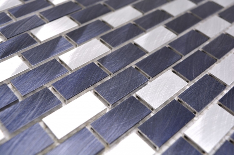 Campione a mano di mosaico alluminio mattone alluminio alu nero piastrelle backsplash cucina MOS48-0208_m