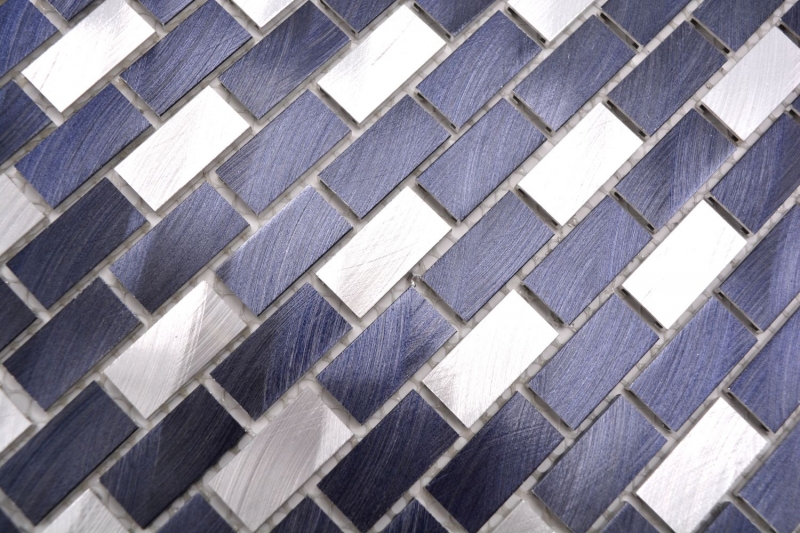Campione a mano di mosaico alluminio mattone alluminio alu nero piastrelle backsplash cucina MOS48-0208_m