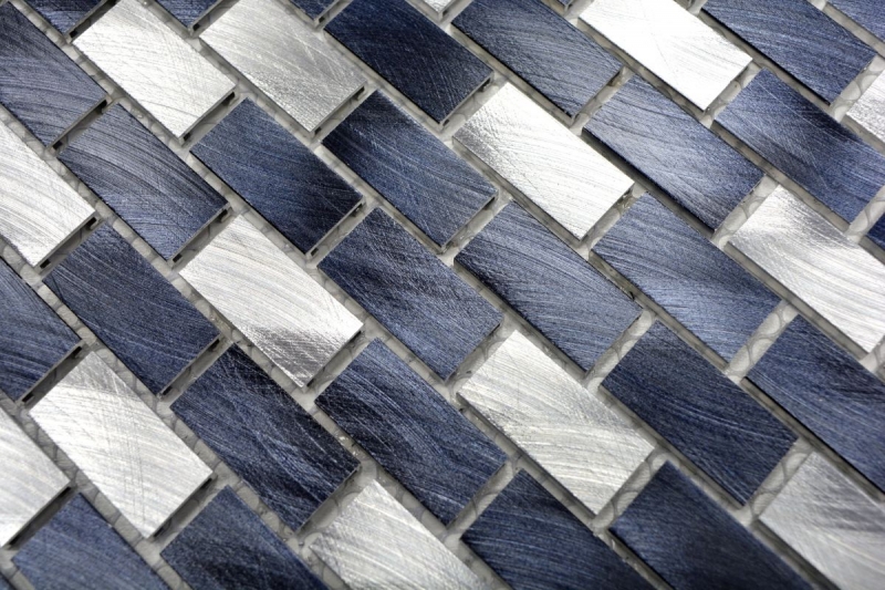 Campione a mano di mosaico alluminio mattone alluminio alu nero piastrelle backsplash cucina MOS48-0208_m