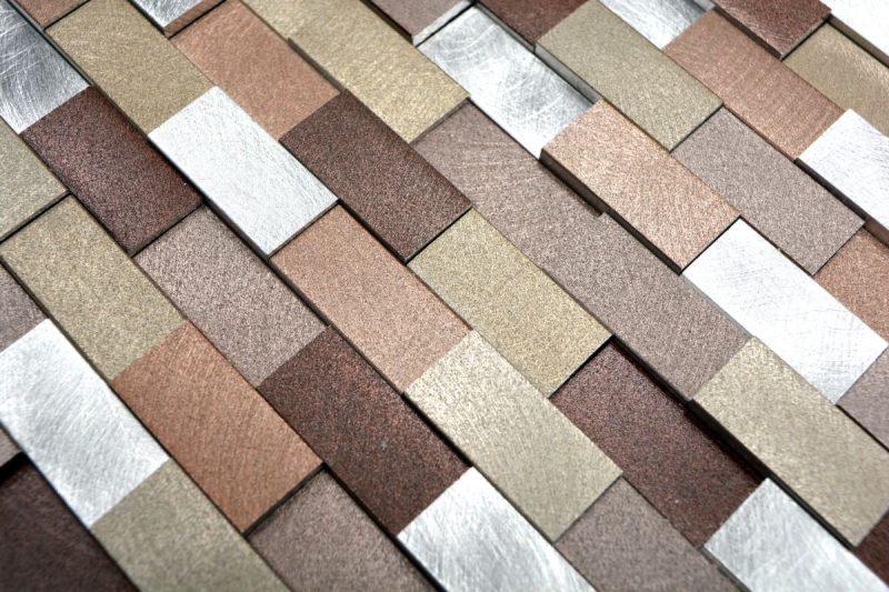 Mosaico dipinto a mano Alluminio Mattone Alluminio 3D alu argento rame MOS49-0207_m