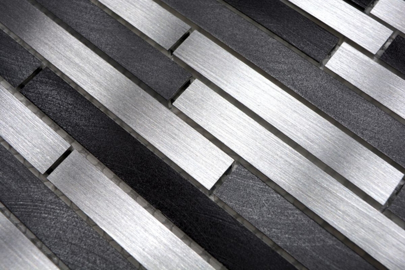 Campione a mano di mosaico alluminio composito alluminio alu grigio nero piastrelle backsplash cucina MOS49-0308_m